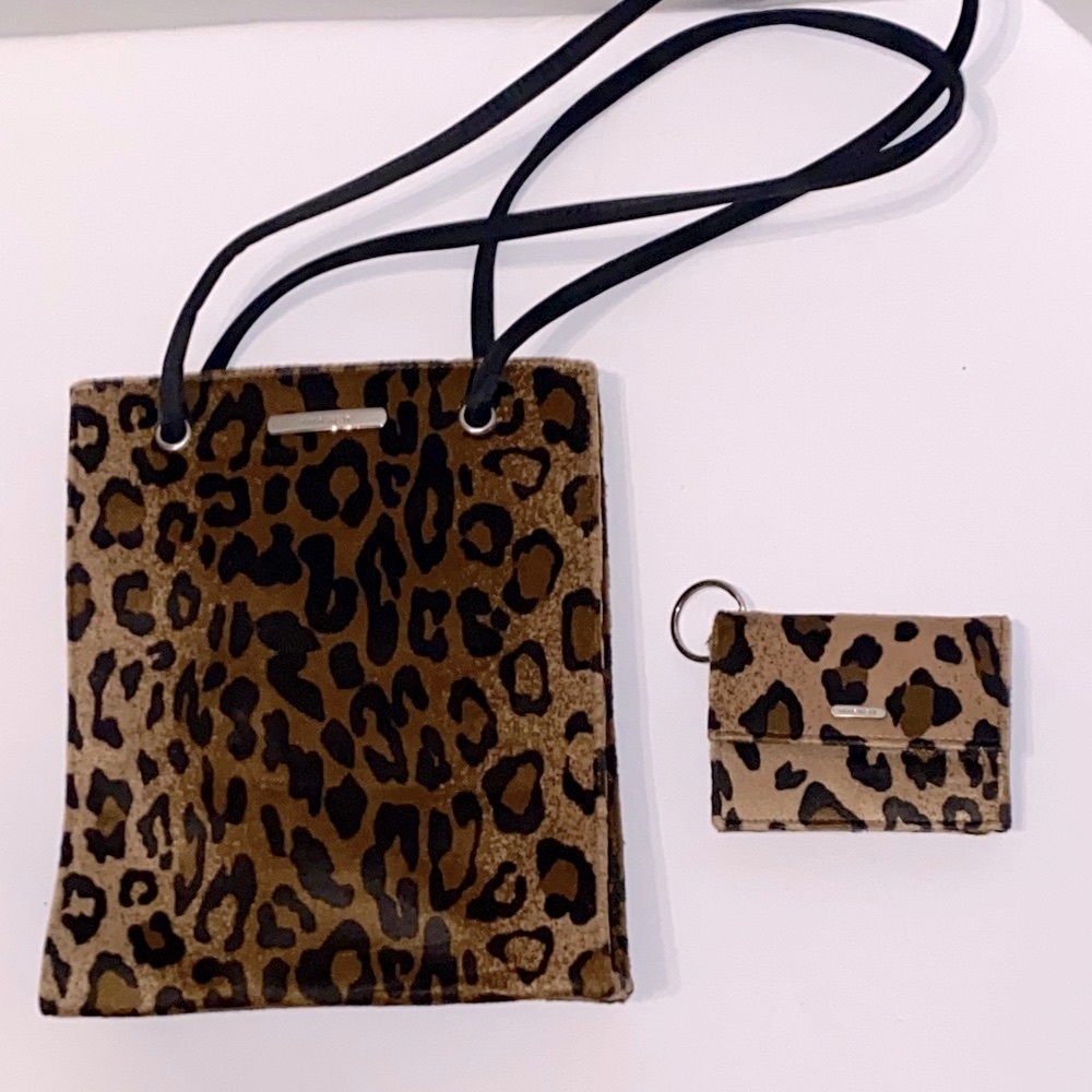 Nine West Set Gold and Black Animal Print Purse and wallet